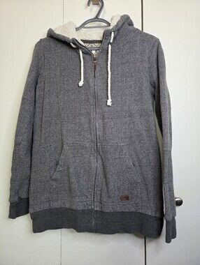 Roxy Women's M Gray Utility Hooded Jacket with Sherpa Lining